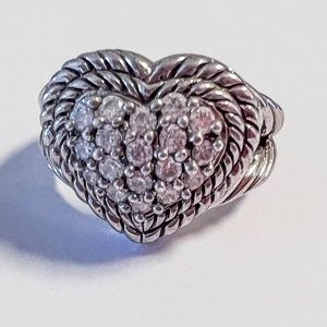 Judith Ripka Sterling Silver crystal heart ring Size 5